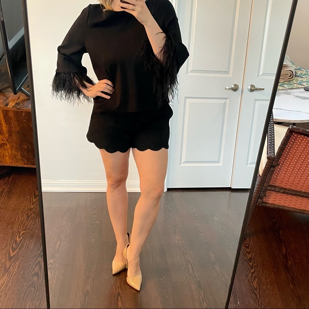 Black Feather Trim Top - Halogen - US8P